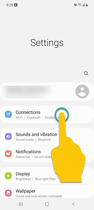 Tap 'Connections' step to enable VoLTE on Samsung devices